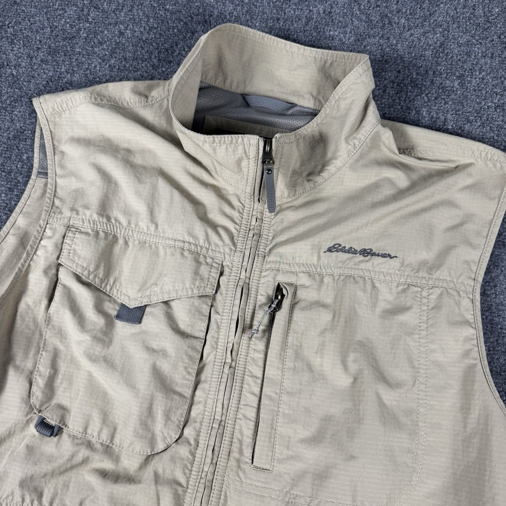 Eddie Bauer Men's Travex Series Full Zip Beige Vest Size Tall XL